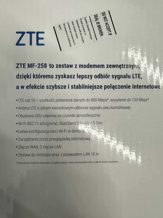 Bezprzewodowy router LTE ZTE Zestaw ODU-IDU MF25 2.4/5ghz, sim