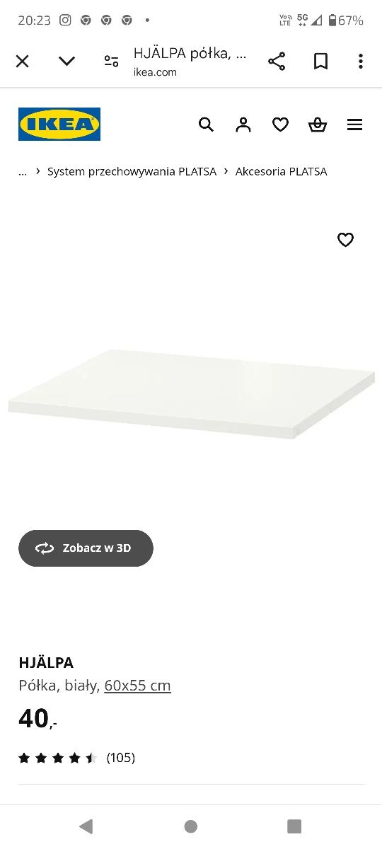 System przechowywania IKEA PLATSA - szafa 60x55x180cm z 3 półkami