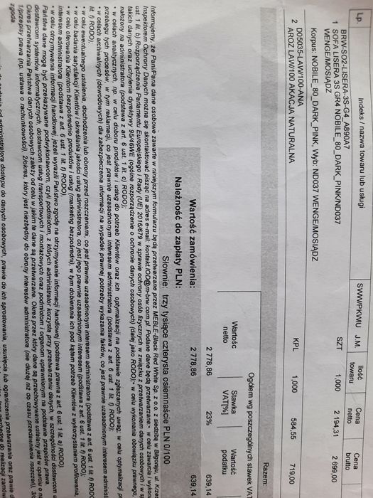 Sofa 3 osobowa lisera brw różowa