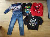 Zestaw ubranek chłopięcych jeansy bluza bluzka H&M KappAhl 122/128