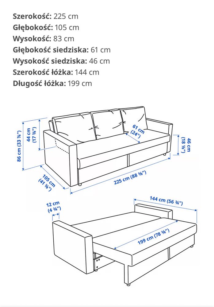 Sofa rozkladana Ikea Friheten