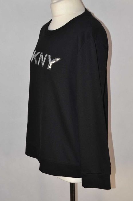 DKNY Logo Cekiny Bluza Damska M Oryginalna Super Stan Bawełna