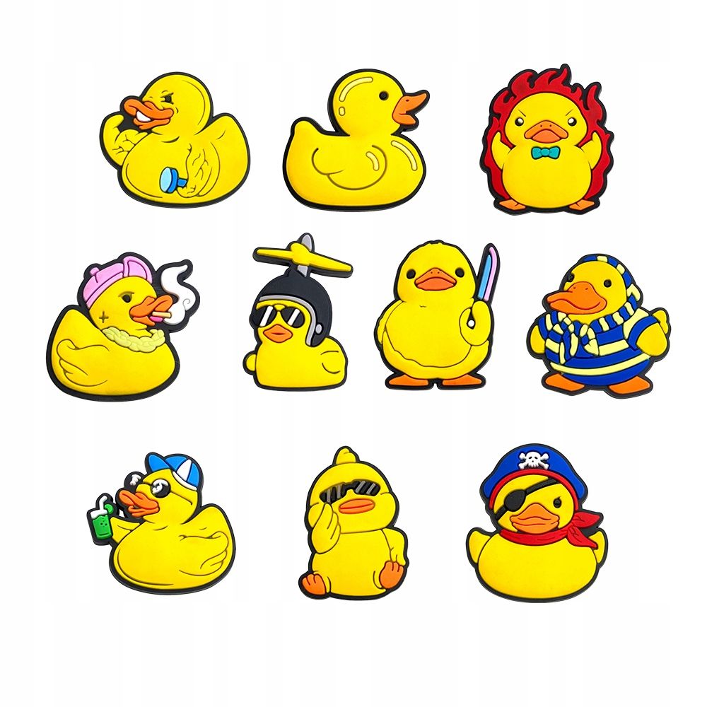 Przypinki do Crocs GUMOWE KACZKI DUCK do butów telefonu zestaw 10 szt