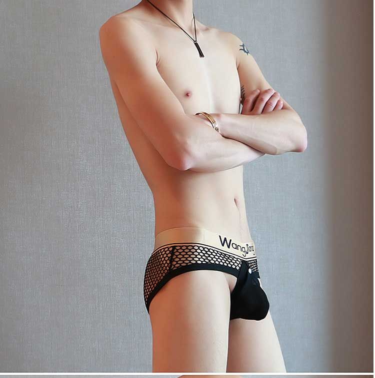 Męskie Siateczkowe Slipy Otwarte Jockstrapy Odpinany Przód - L