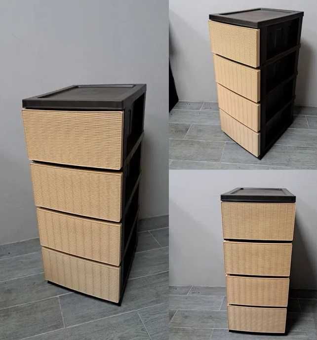 Комод Ротанг пластиковий 4 яруси 86.5х44.5х34.5 см R-Plastic