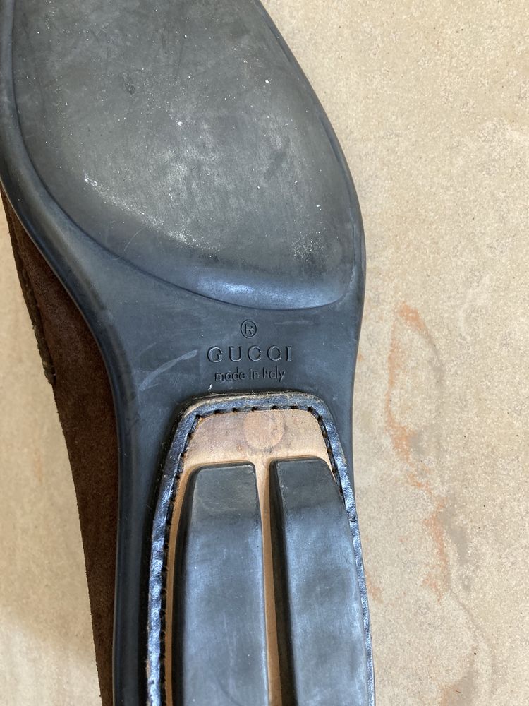 Zamszowe, brązowe mokasyny Gucci r. 41!