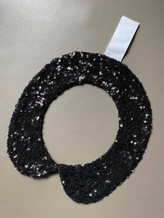 Stefanel – NOWY czarny, cekinowy naszyjnik - kołnierzyk biżuteryjny