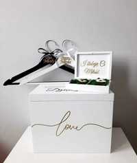 Zestaw dekoracji ślubnych wesele ślub pudełko na koperty obrączki nowe