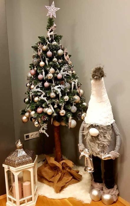 * Choinka PREMIUM sztuczna na pniu 180 cm srebrna, diamentowa *