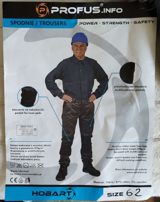 Nowe spodnie robocze "Rocky" 59, i "Hobart" 62,