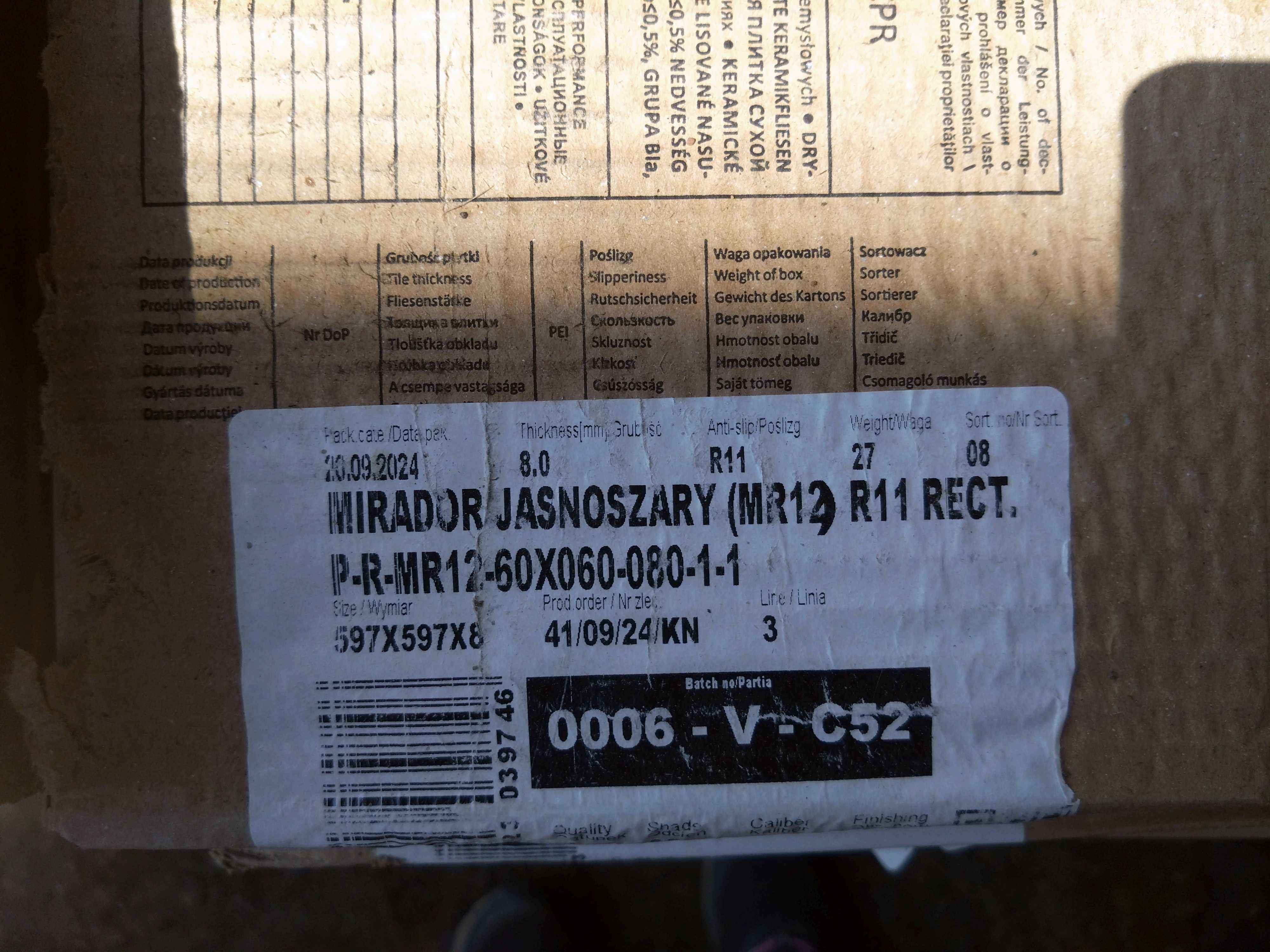 Sprzedam Nowa Gala Mirador Mr 12 jasny szary gres mat 59,7x59,7 Gat. 1