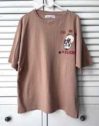 ZARA koszulka z czaszkami tshirt camel 164