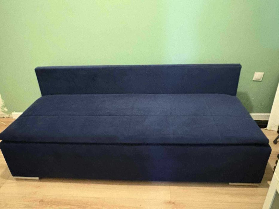 Sofa rozkładana z funkcją spania, granatowa