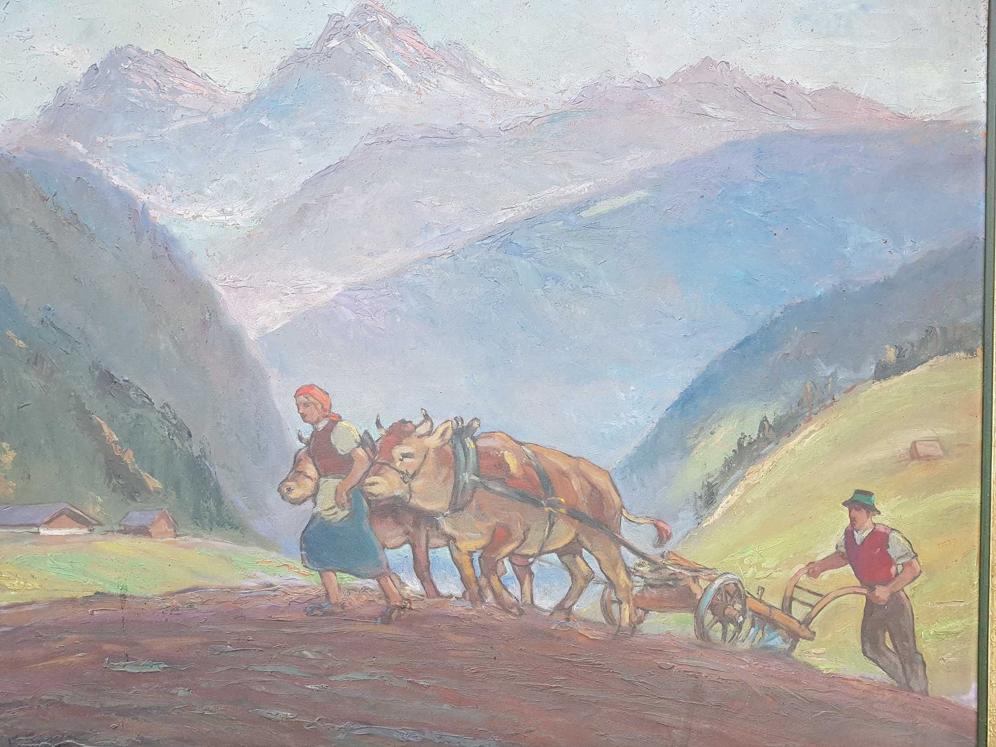 Bardzo stary obraz olejny góry rola Greger Wien