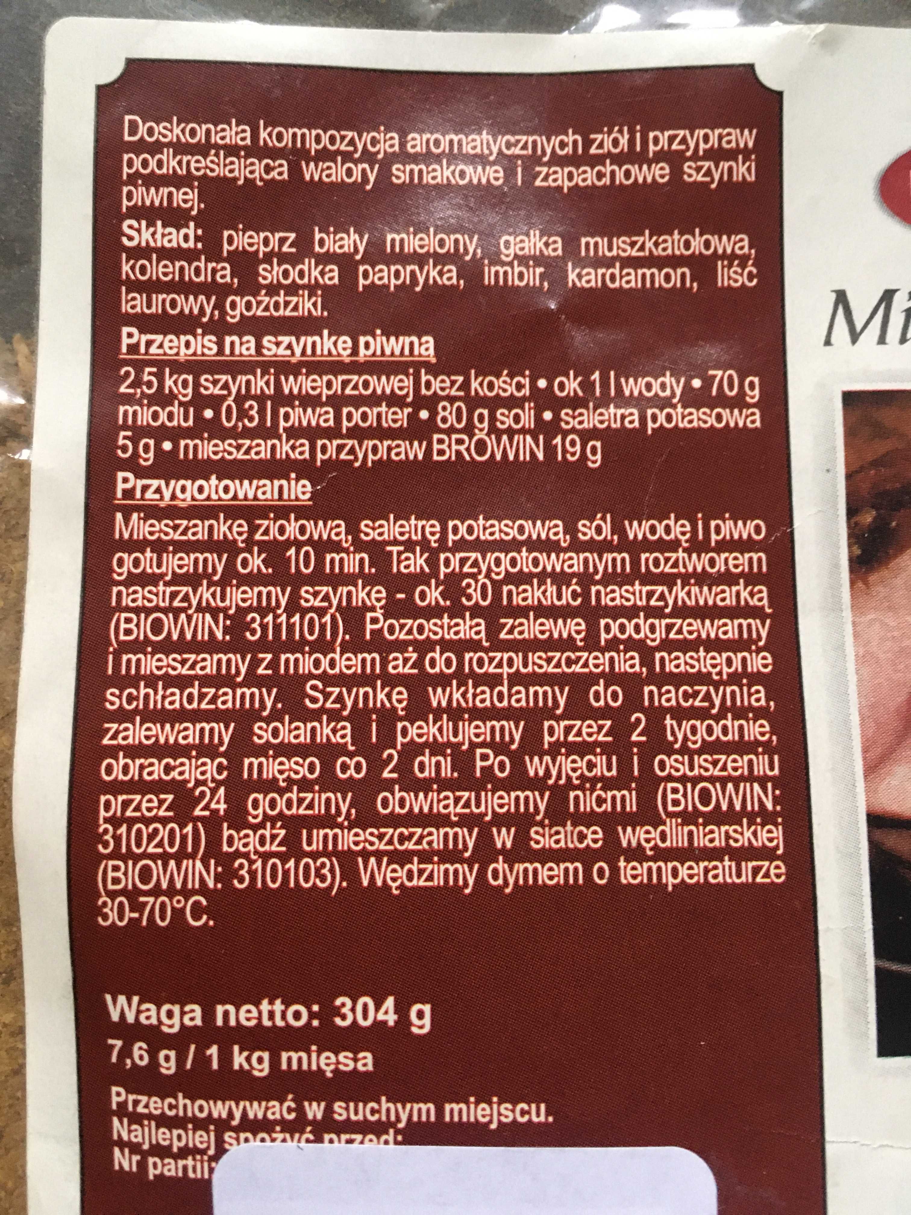 Mieszanka Ziół i Przypraw do Peklowania Szynki Piwnej Browin 304g XL