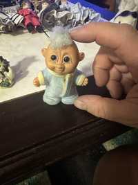 1990s Baby Boy Troll Doll in Pyjamas, Miniature Troll