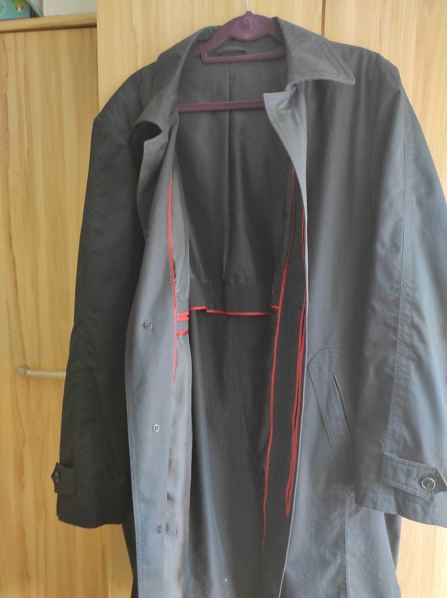 Elegancki markowy lekki płaszcz męski Warmia  czarny XXL