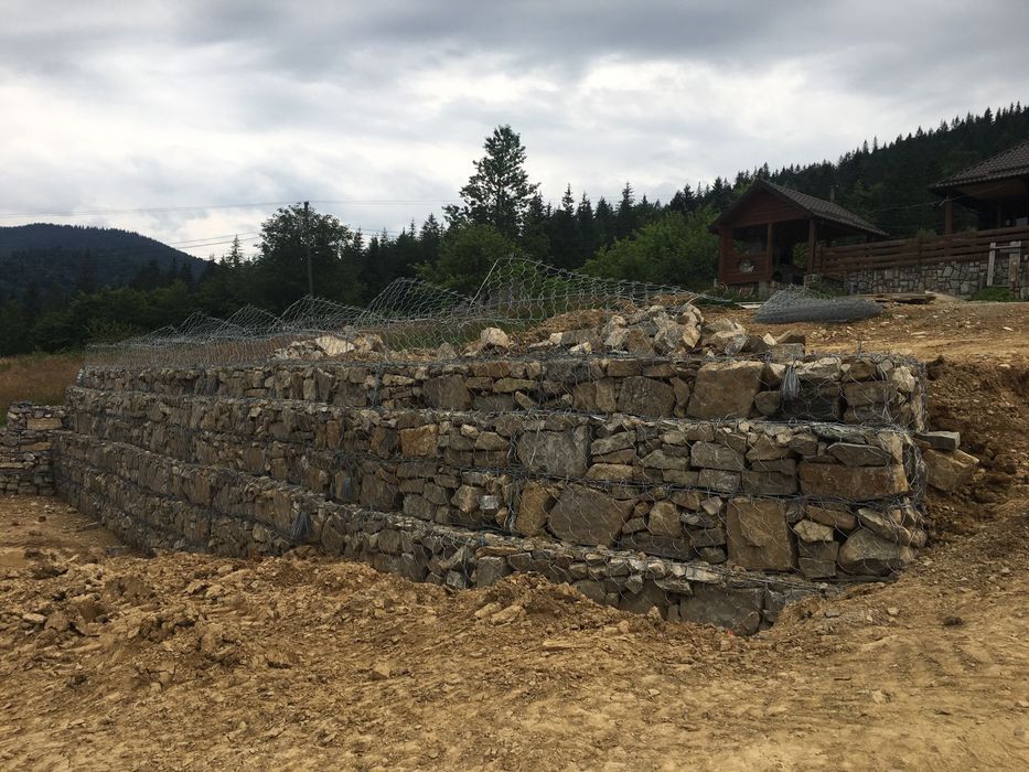 Робота з  габіонами,укріплення берегів.