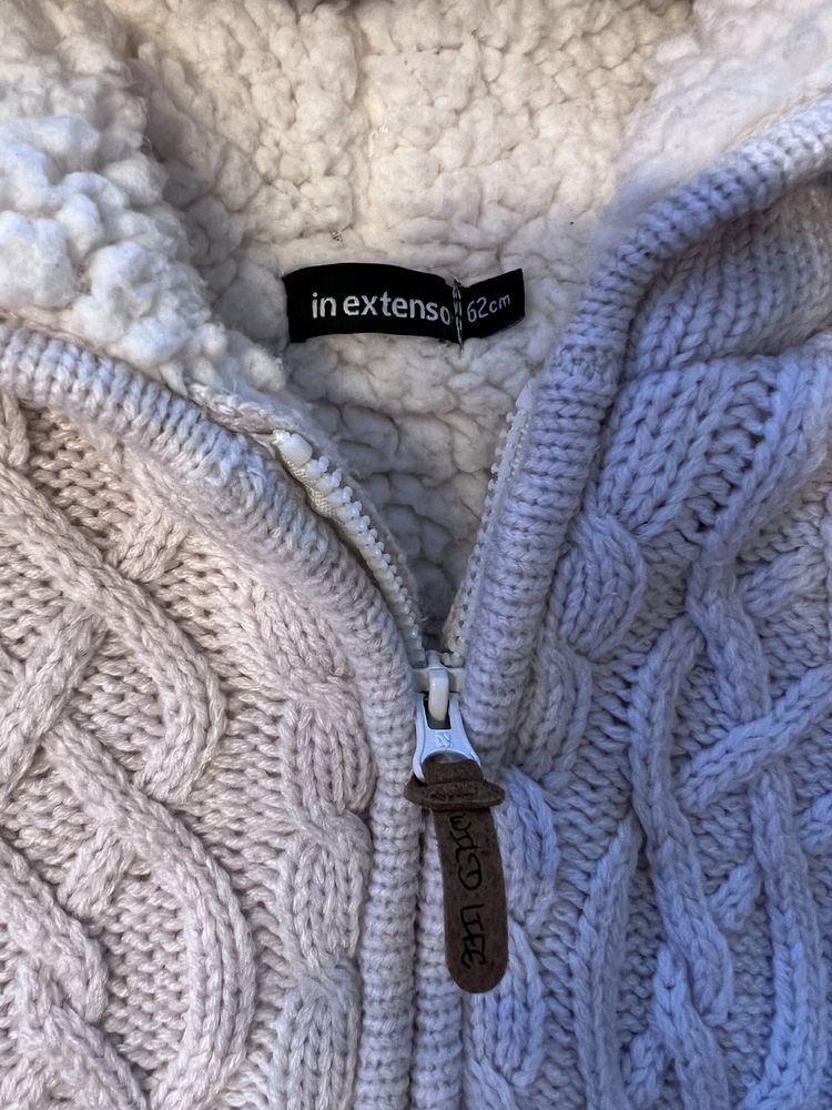 Sweter 62 In extenso gruby warkoczowy ciepły kurtka chrzest