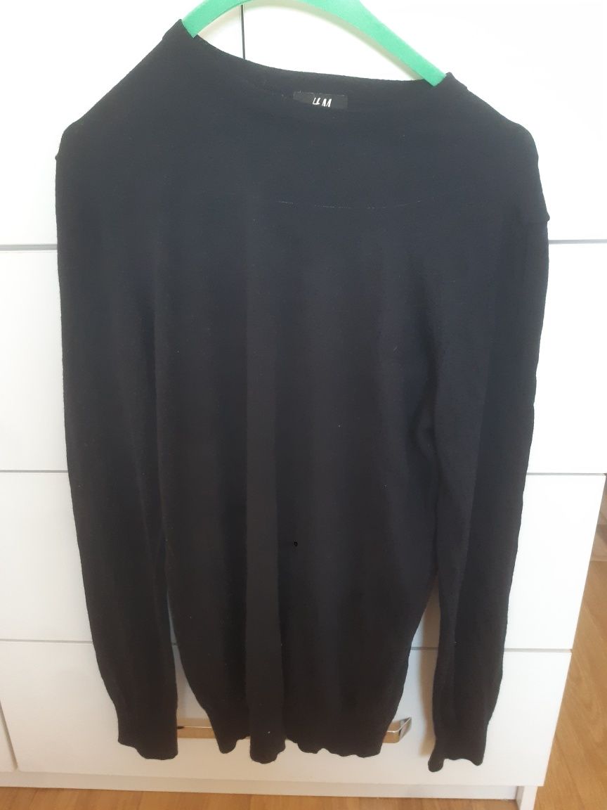 Grabatowy sweter H&M męski wełna merino rozmiar S Lekki klasyczny