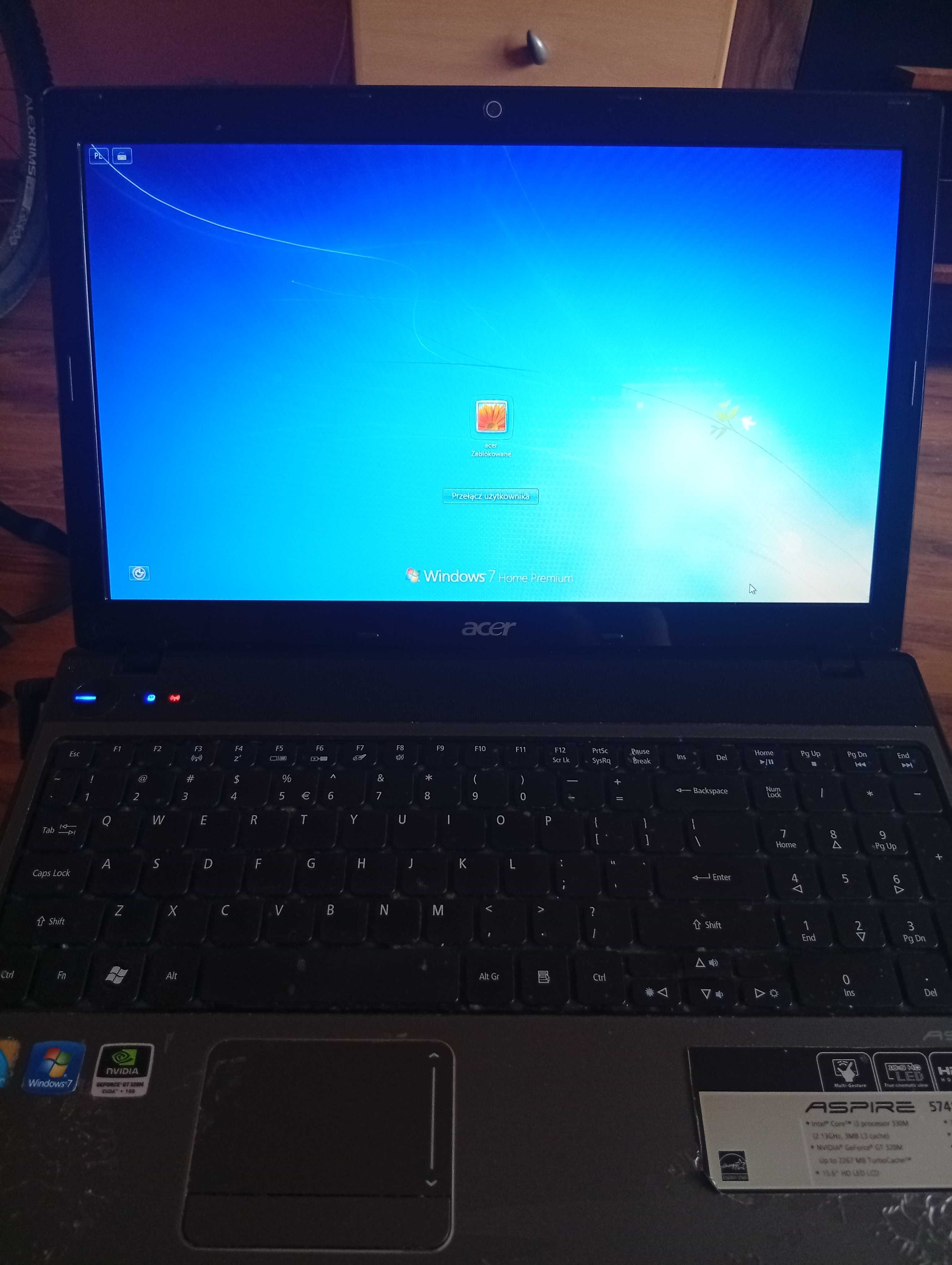 Laptop Acer Aspire 5741G i3, 3 GB ram, 320 HDD, 15,6 cala.
