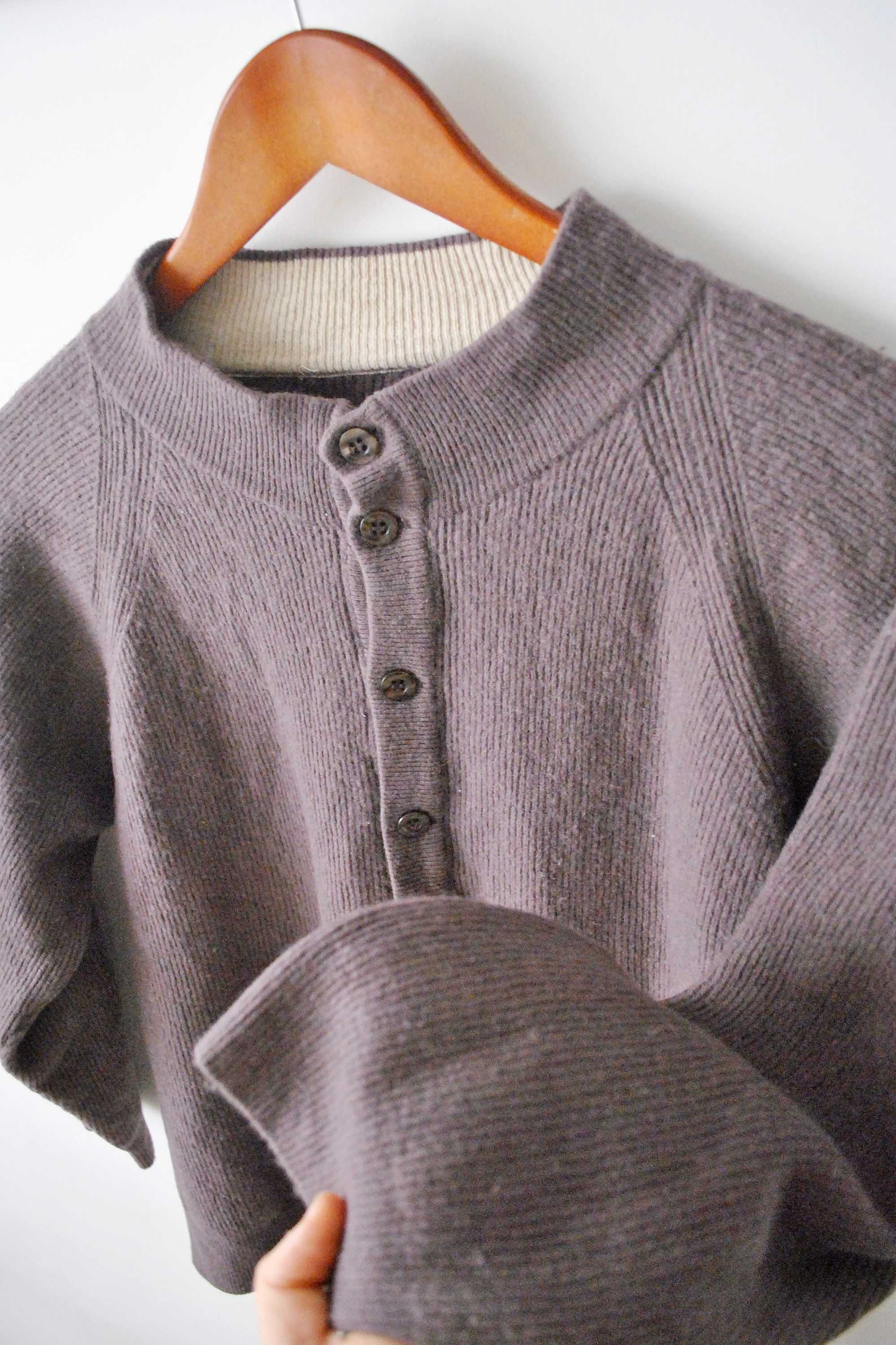 Sweter damski śliwkowy w stylu Vintage r. M kaszmir wiskoza