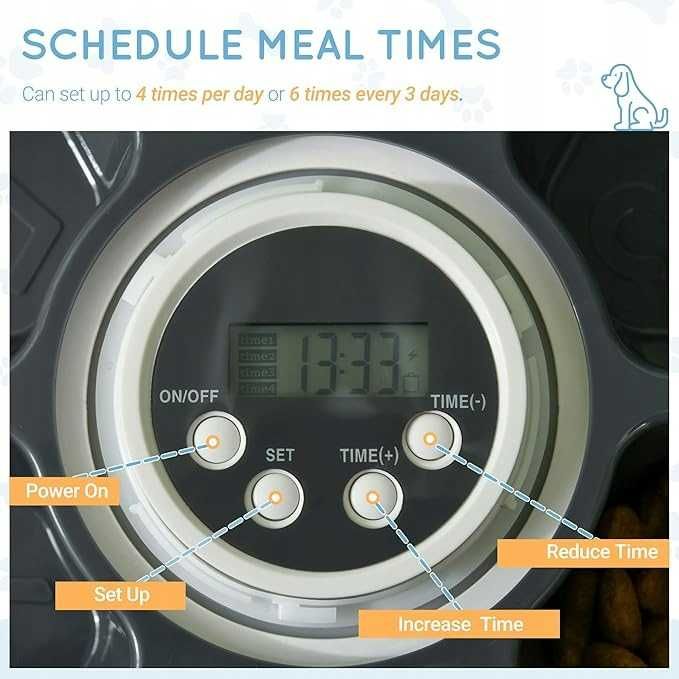 Automatyczny podajnik karmy 6 posiłków kot pies timer PawHut