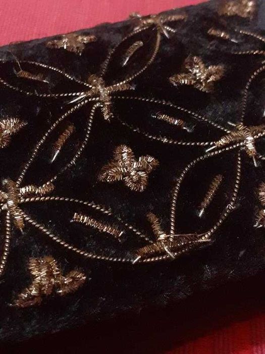 Бархатный черный клатч сумочка вышивка зардози индия винтаж