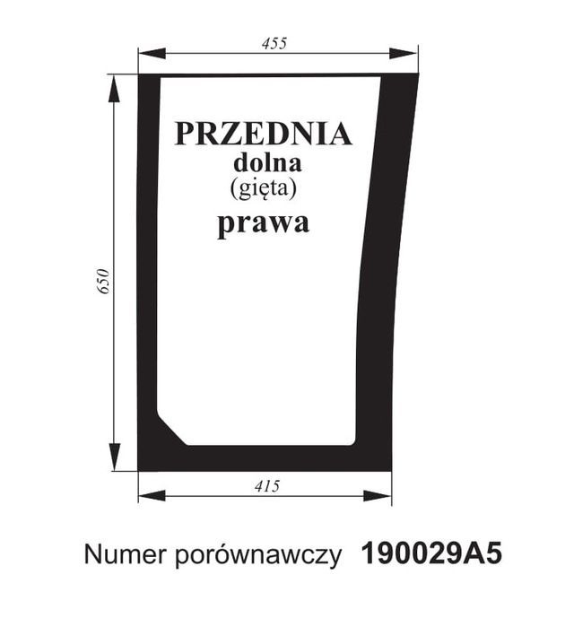Szyba przednia dolna prawa Case MX 100, 110, 120 CX 50, 60, 70 ACX1196