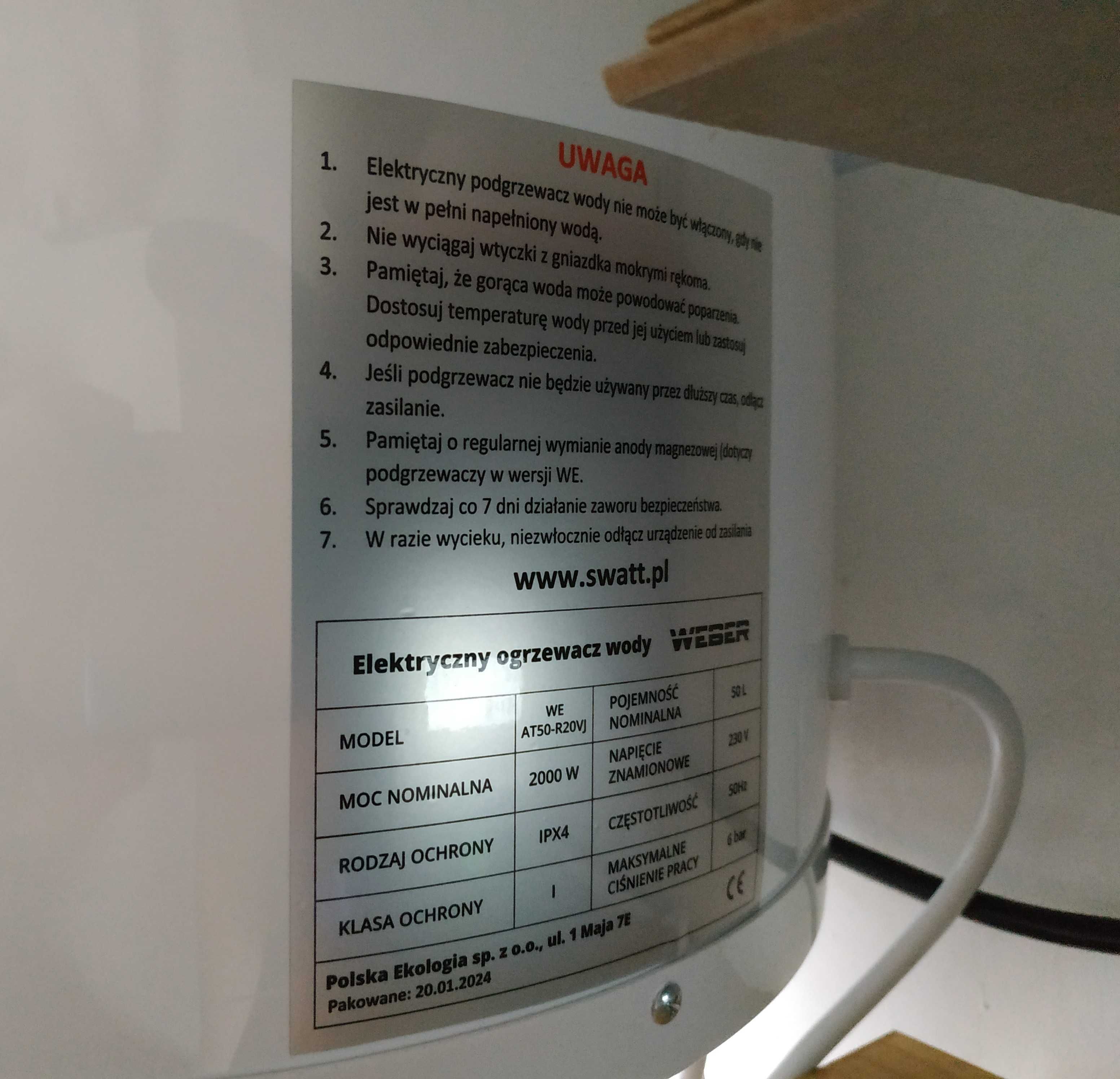 Bojler Weber 50 L 2000W NOWY