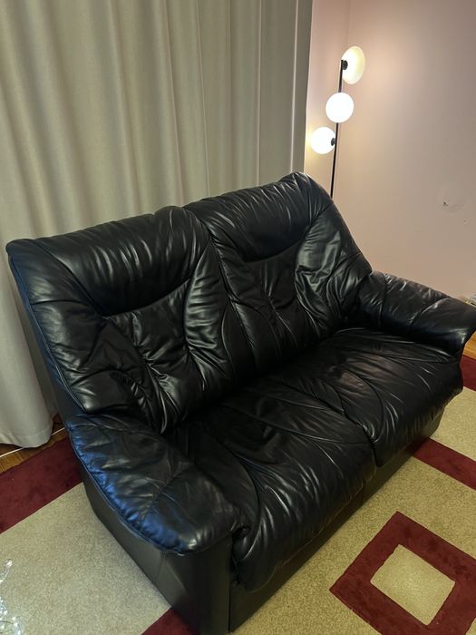 Диван Натуральна шкіра чорний