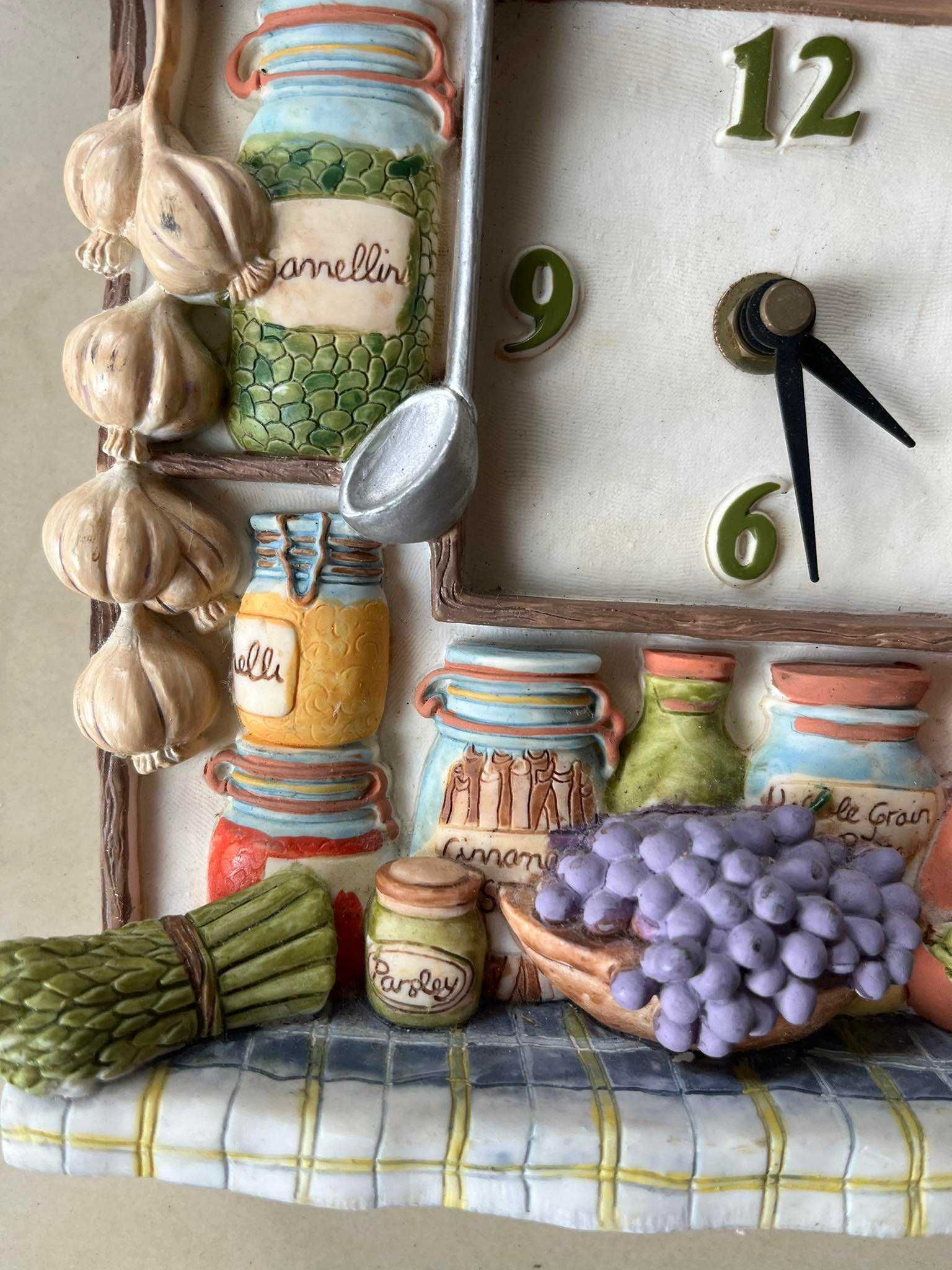 Ceramiczny zegar ścienny warzywa spiżarnia