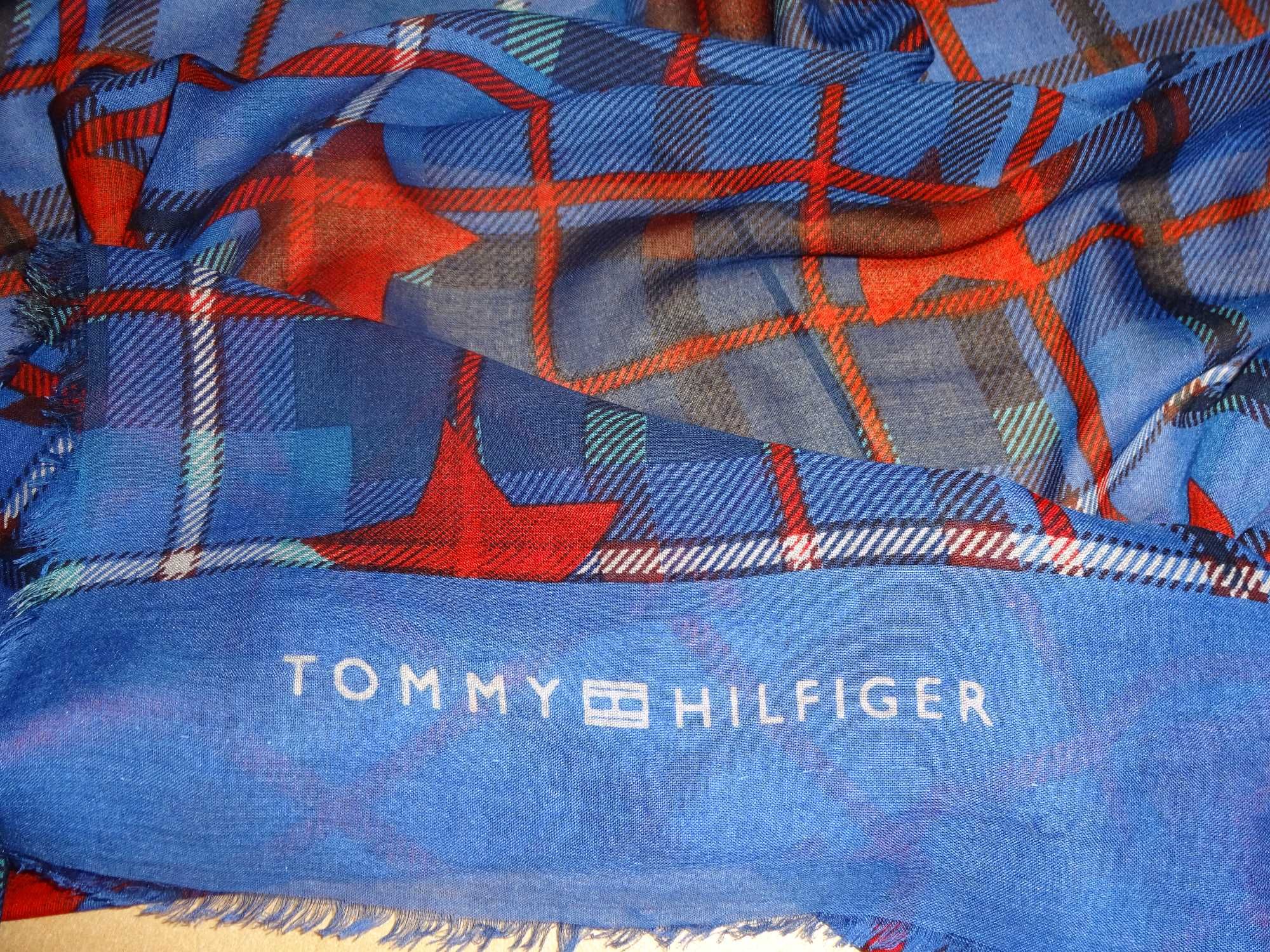 TOMMY HILFIGER bardzo duża delikatna chusta apaszka szal pareo MODAL