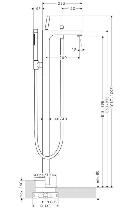 Hansgrohe AXOR CITTERIO bateria, wolnostojąca