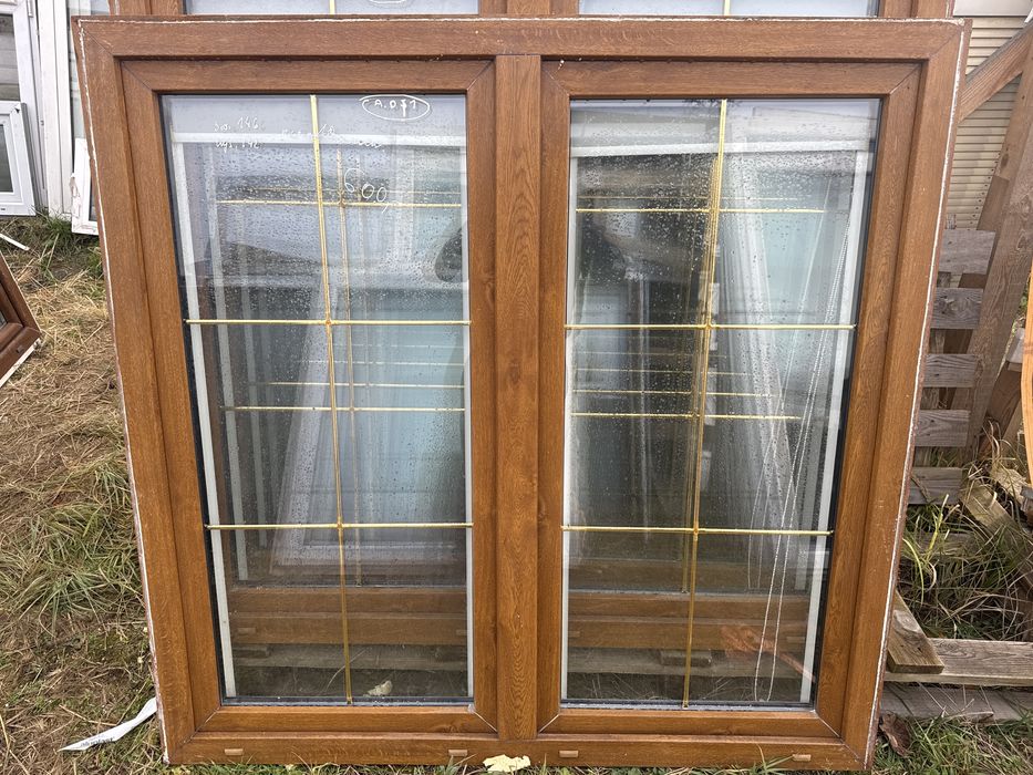 6x okno plastikowe 146x142 zloty dab z roletami (zloty szpros, wysylka