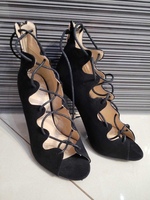 Sandały Na Obcasie Damskie Czarne (R. 35)