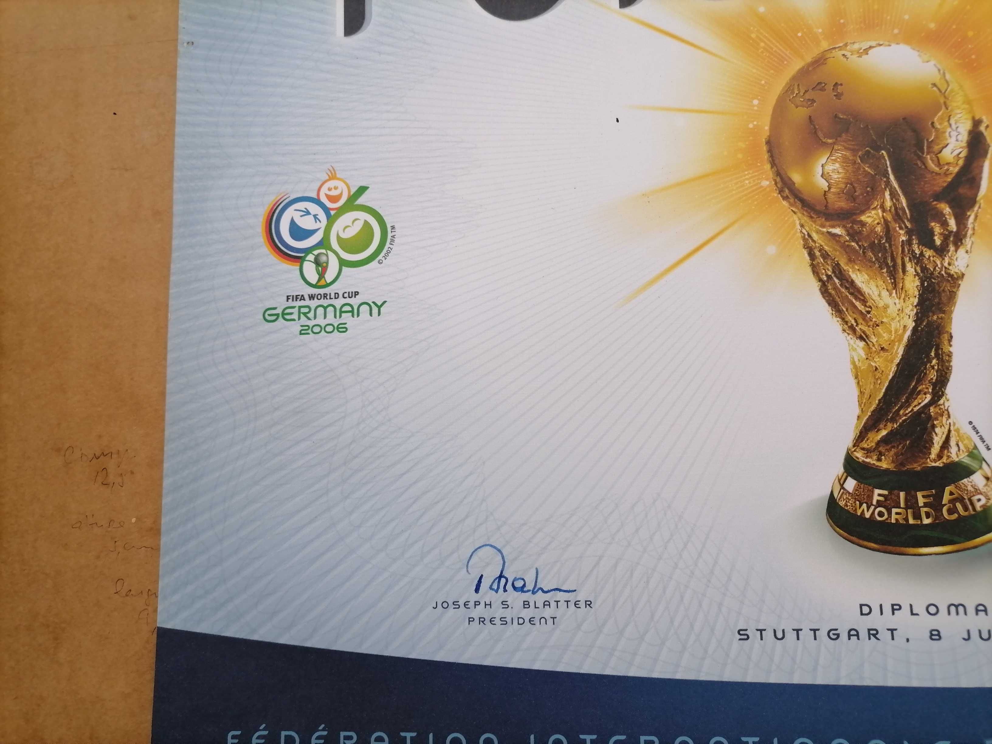 ÚNICO ! Diploma Oficial FIFA 4º Lugar PORTUGAL Mundial 2006 c/48x38