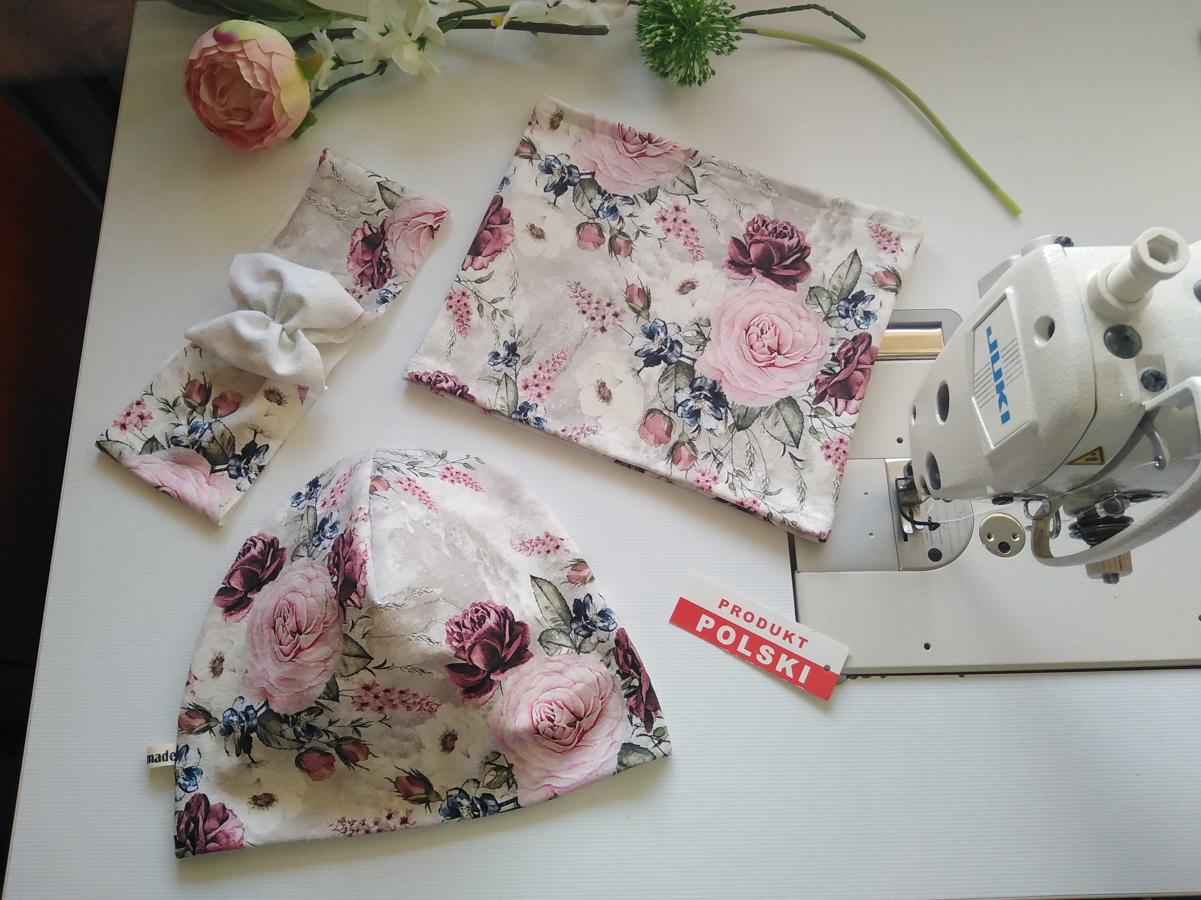 Czapka + komin -- komplet damski -- hand made --