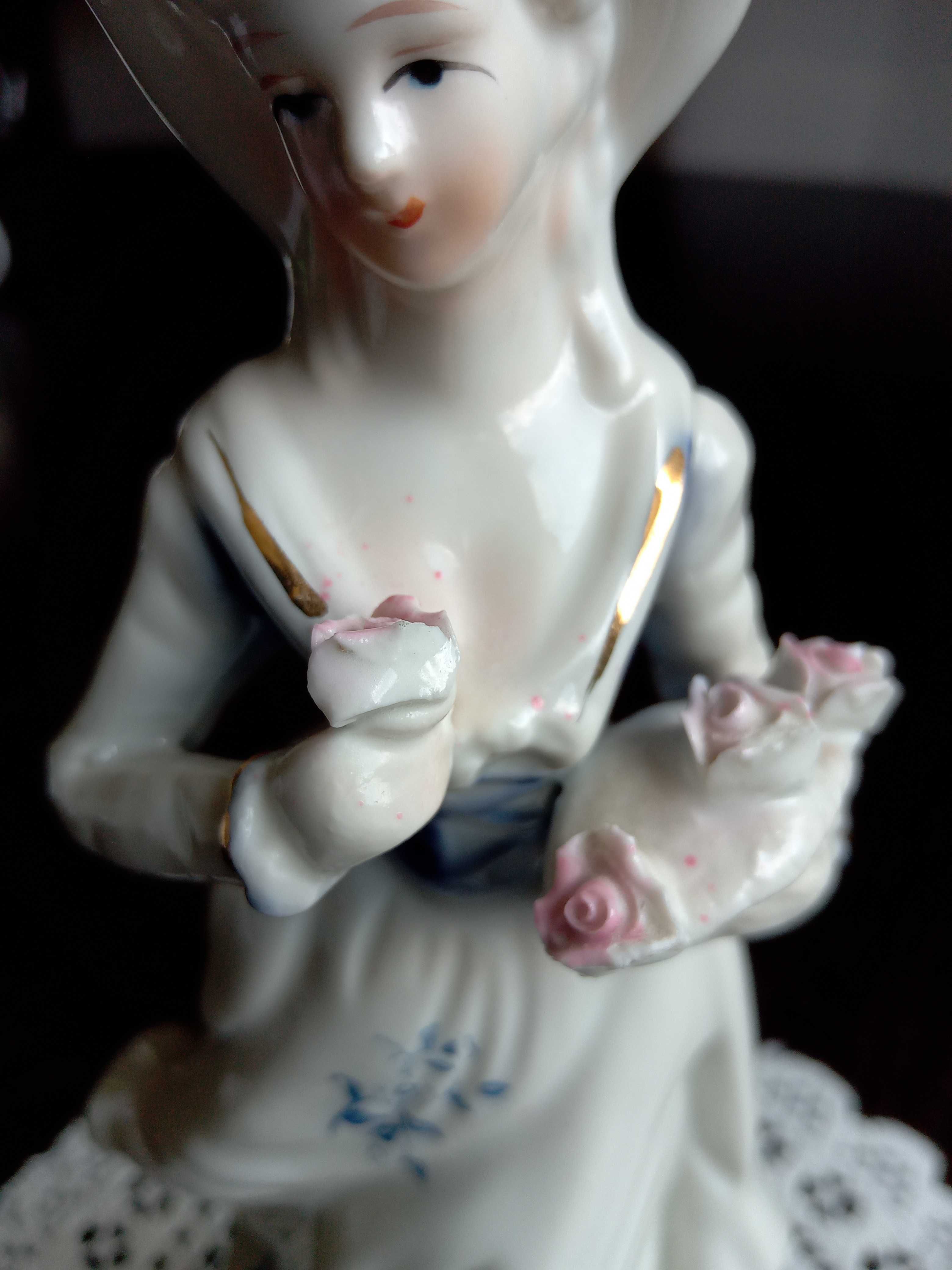 Vintage porcelanowa figurka, dama, kobieta, pani