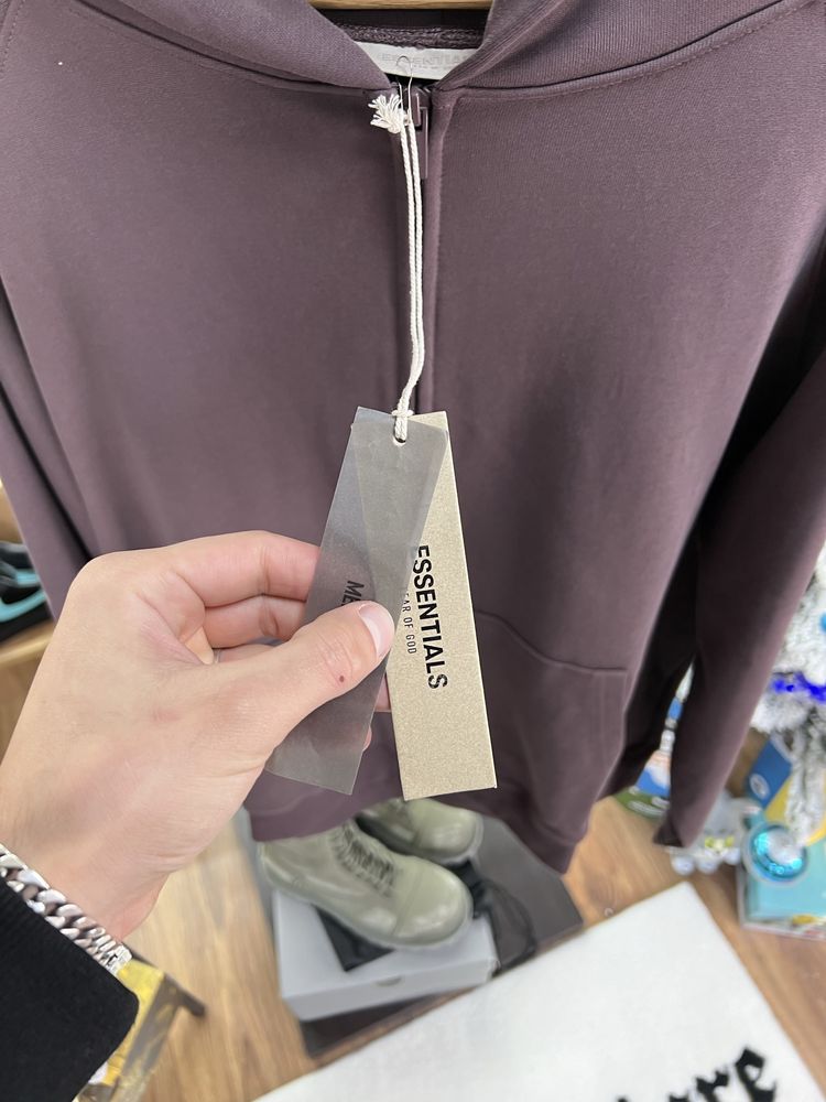 Зіп Худі FOG Fear of God Essentials Burgundy Logo