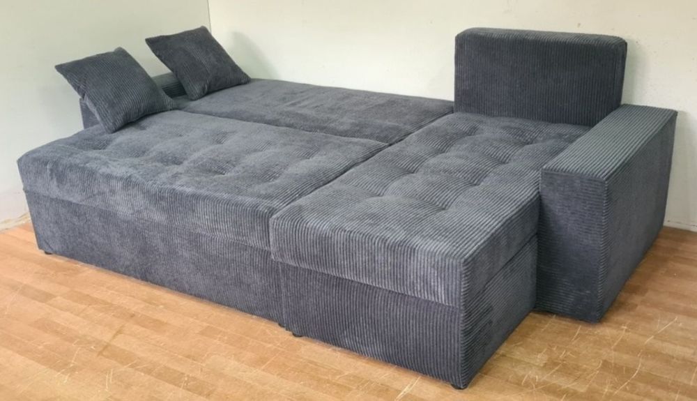 Nowy Narożnik sprężyny automat sztruks welur plusz kanapa sofa rogówka