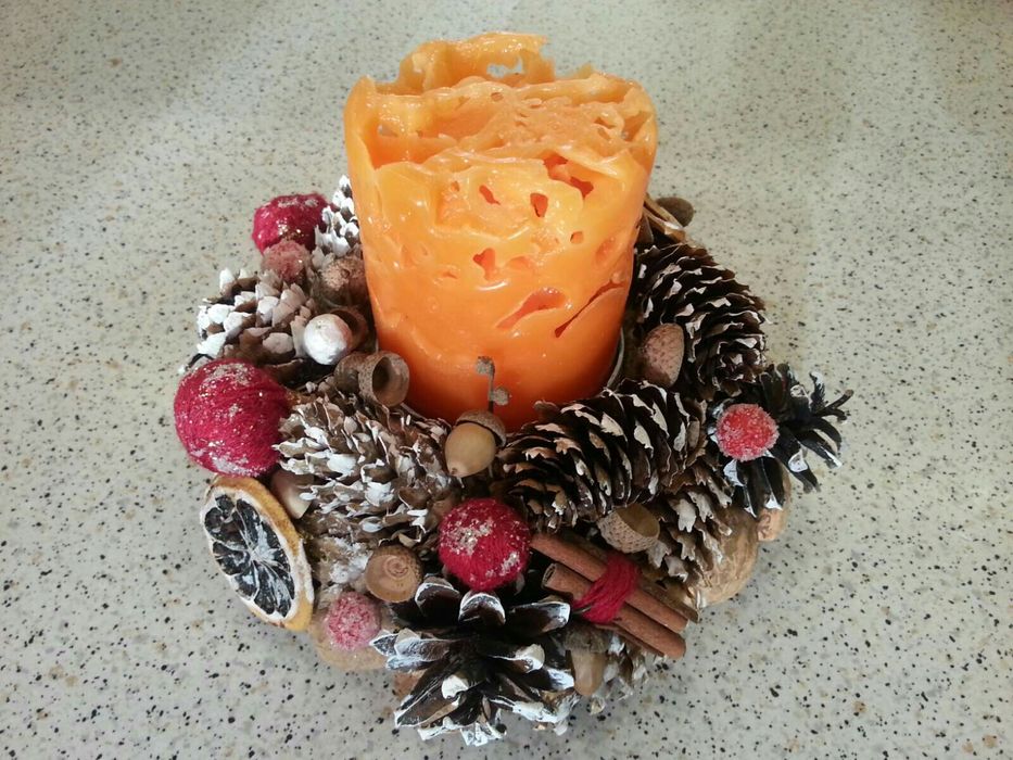 Посвечник и свеча hand made с природных материалов