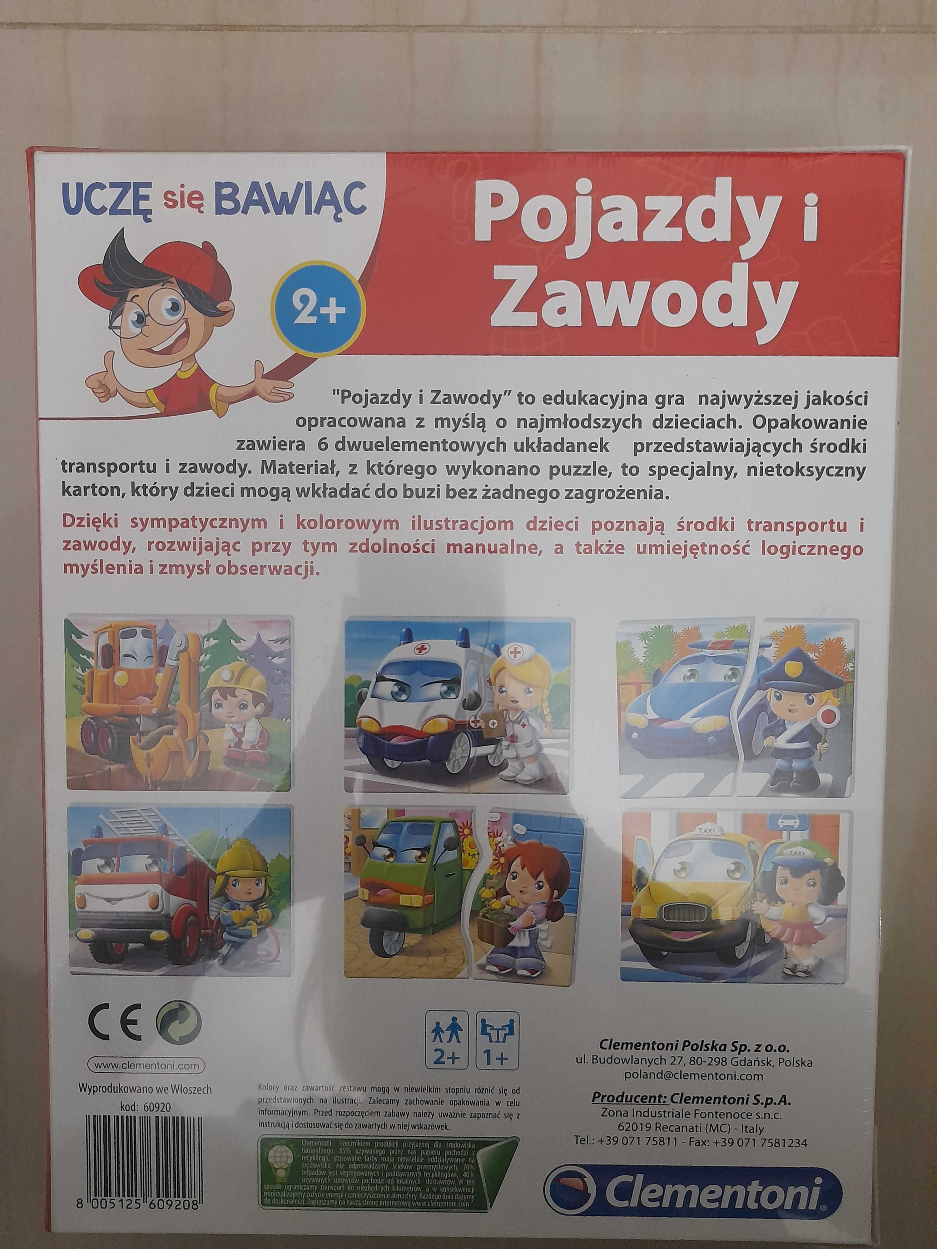 Nowa gra edukacyjna. Puzzle. Pojazdy i zawody. Clementoni