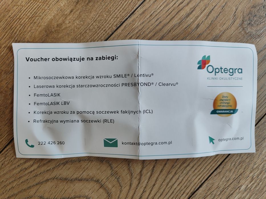 Voucher -500 zł na laserowa korekcję wzroku Optegra