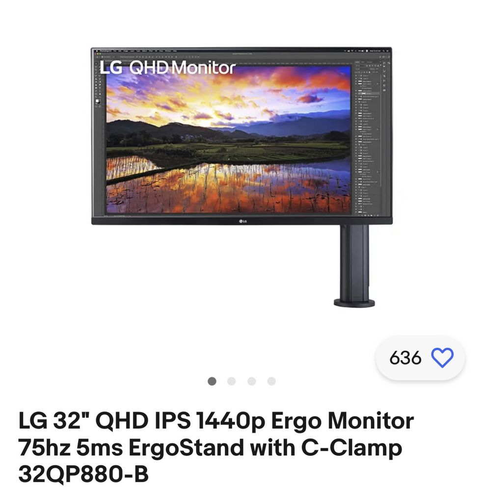 Монітор LG 32" QHD IPS 1440p Ergo Monitor 32QP880-B для Apple