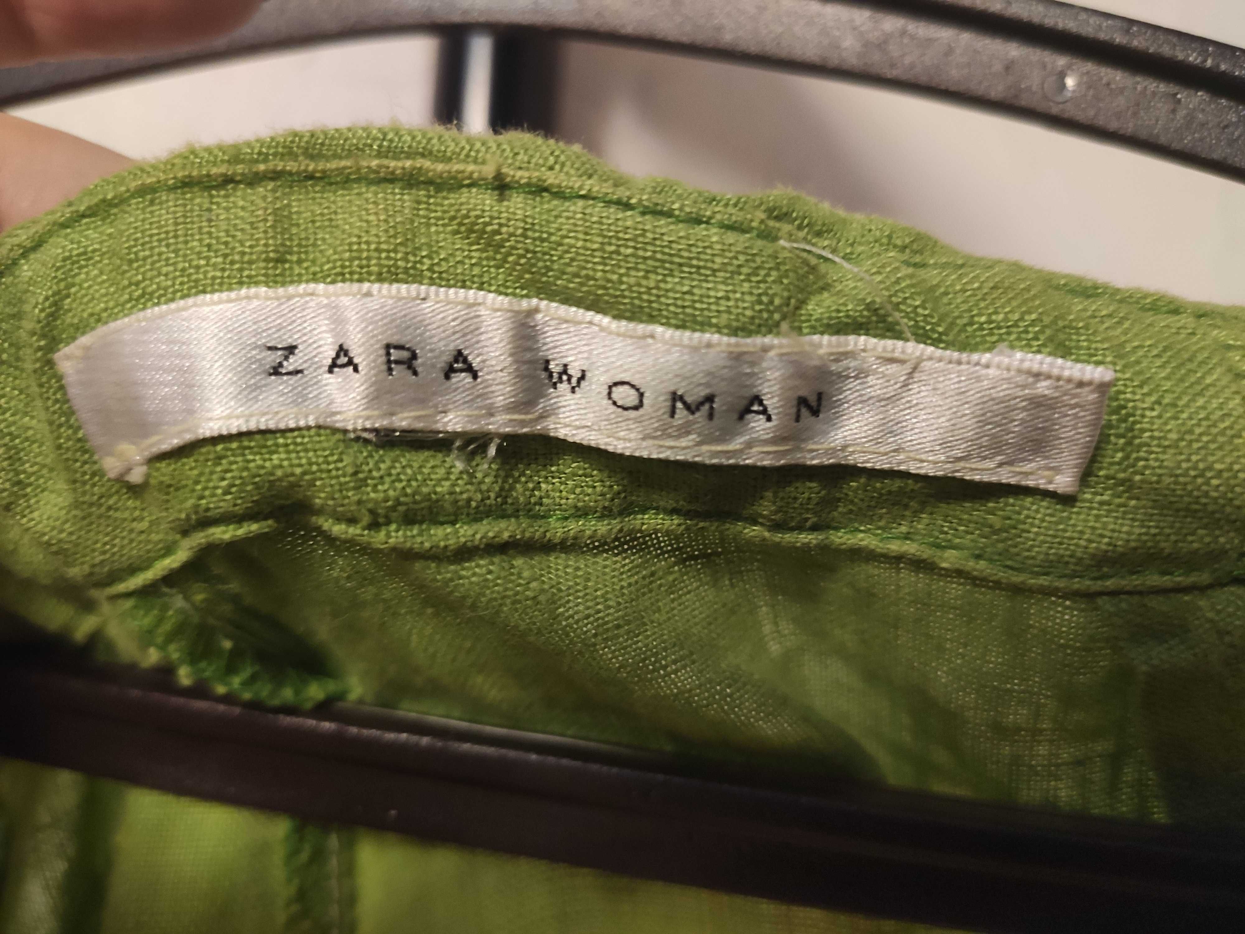 Зелені брюки штани льон 100% зеленые брюки штаны лен, Зара, Zara