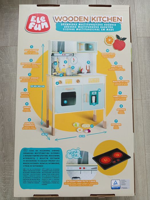 Nowa duża kuchnia drewniana dla dzieci ELEFUN