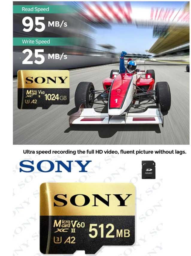 SONY 512 Gb Micro TF SD Карта памяти + SD-адаптер