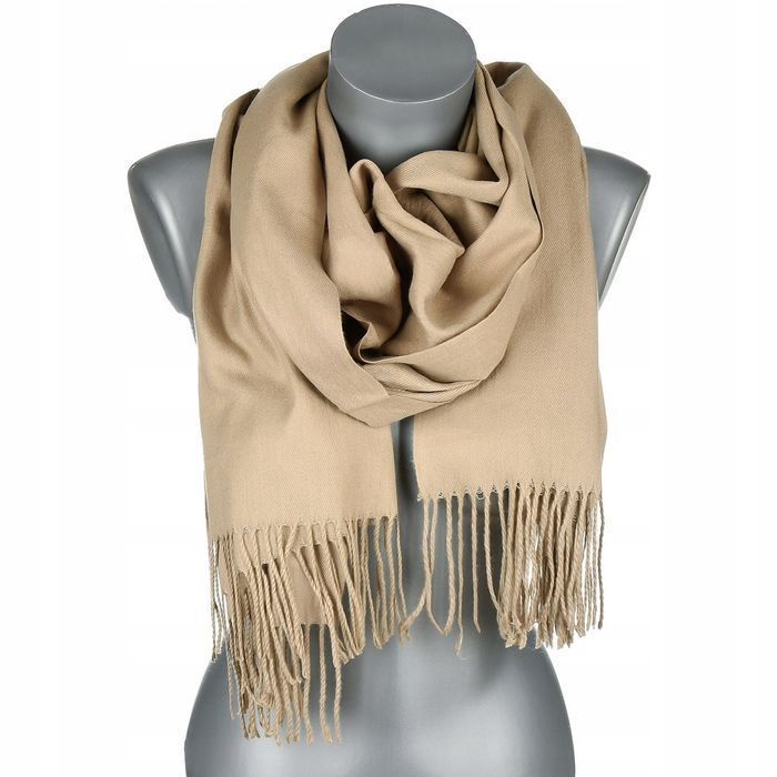 Bawełniany duży szalik damski chusta frędzle szal brązowy wieczorowy