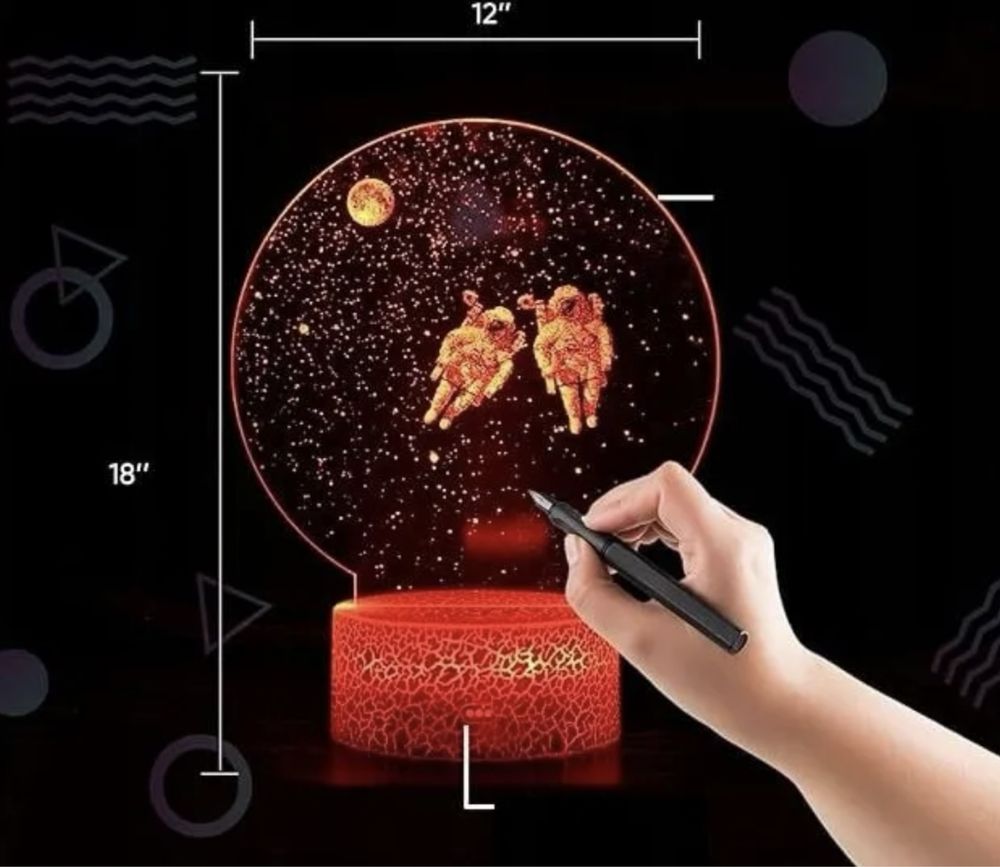 Lampka nocna Led 3D Astronauci Kosmos